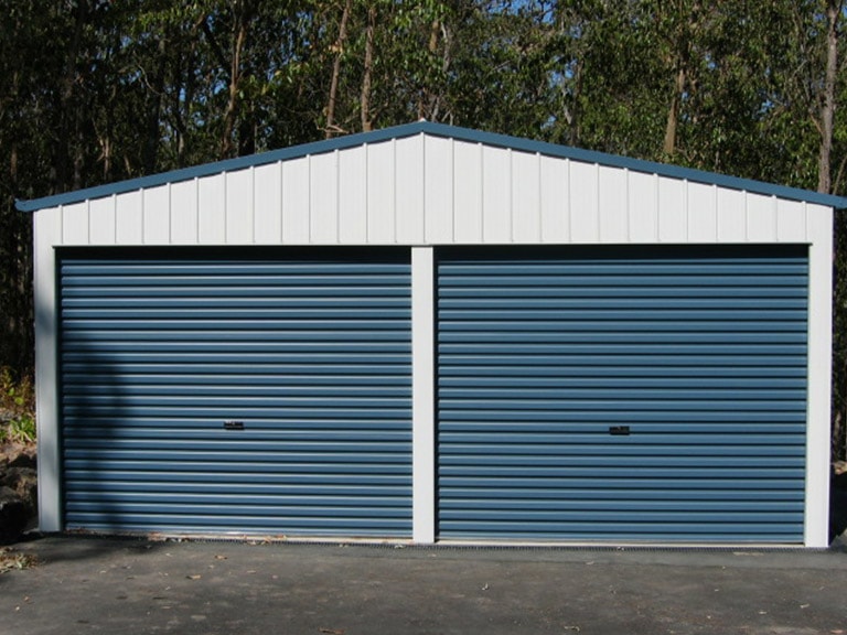 blue colored garage